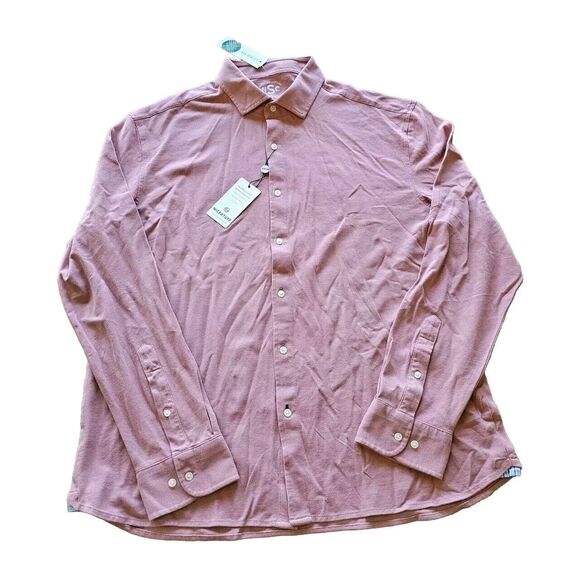 NWT Nice Stuff Clothing Long Sleeve Knit Button Down Shirt Size XL Red Mauve - Picture 9 of 10